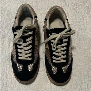 Dolce Vita Black, Tan & Glitter Lace-Up Sneakers
